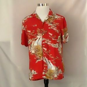 All Saints Bloomingdale’s Sumerian Tiger Relaxed Camp Shirt Size M Red NWT
